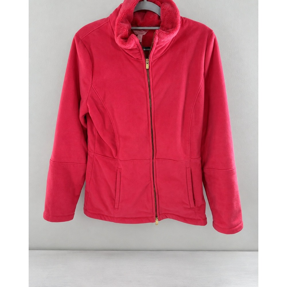 Lilly Pulitzer Hot Pink Plush Lined Fleece Jacket M 18" Pit-to-Pit